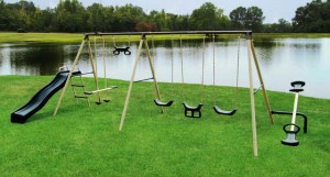 Metal swing set installation